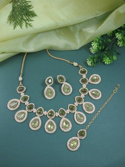 I Jewels - Gold Plated Traditional Kundan & Stone Choker Necklace Jewellery Set