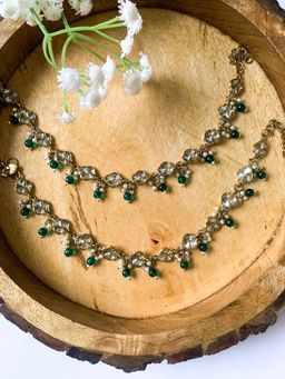 I Jewels - Traditional Gold Plated Adjustable Kundan Pearl Payal Anklets Jewellery