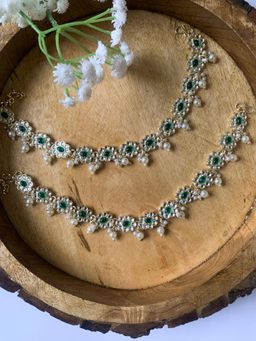 I Jewels - Traditional Gold Plated Adjustable Kundan Pearl Payal Anklets Jewellery