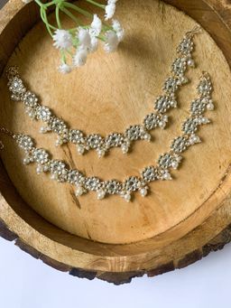 I Jewels - Traditional Gold Plated Adjustable Kundan Pearl Payal Anklets Jewellery