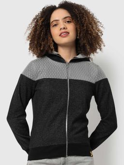 Campus Sutra - Women Colour-block Zipper Sweatshirt