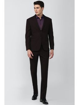 Peter England - Men Black Stripes Slim Fit Formal Two Piece Suit (Set of 2)