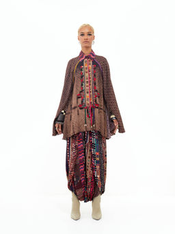 Aseem Kapoor - Brown Mariyam Cape with Shirt and Dhoti (Set of 3)