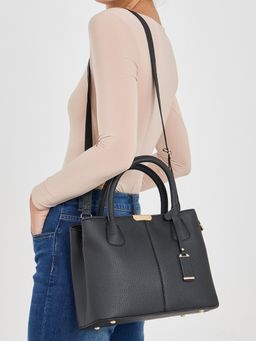 Styli - Womens Black Structured Handbag