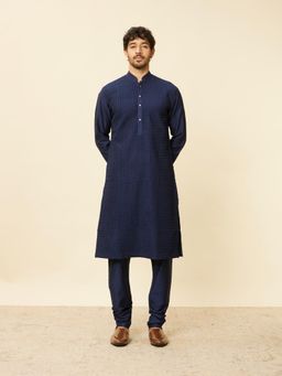 Twamev - Dark Blue Stylish Kurta Churidar for Men (Set of 2)
