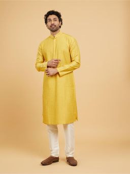 Twamev - Vibrant Mustard Kurta Churidar for Men (Set of 2)