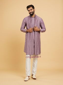 Twamev - Twilight Purple Delight Kurta Pant with Dupatta for Men (Set of 3)
