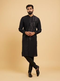Twamev - Black Splendour Kurta Churidar for Men (Set of 2)