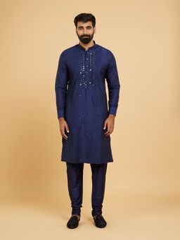 Twamev - Elegant Dark Blue Kurta Churidar for Men (Set of 2)