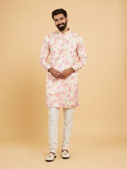 Twamev - Glistening Beige Kurta Churidar for Men (Set of 2)