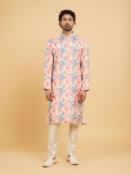 Twamev - Exquisite Coral Kurta Churidar for Men (Set of 2)