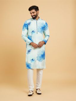 Twamev - Light Blue Festive Kurta Churidar for Men (Set of 2)
