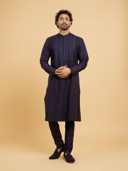 Twamev - Elegant Dark Blue Kurta Churidar for Men (Set of 2)