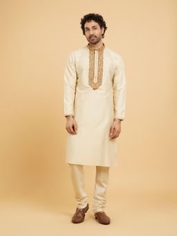 Twamev - Beige Elegance Kurta Churidar for Men (Set of 2)