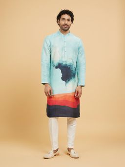 Twamev - Ethereal Light Blue Kurta for Men (Set of 2)