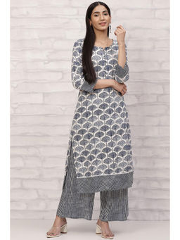 Rangriti - Blue Viscose Rayon Straight Suit (Set of 2)