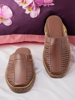 Korakari - Men Solid & Patterned Brown Mules