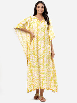 MIRARI - Women Cotton Tie & Dye Printed Kaftan Night Wear