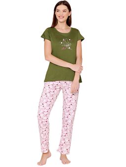 Bodycare - Womens Combed Cotton T-Shirt & Pyjama BSLS11003 Green (Set of 2)