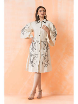 Autumnlane - Women White Embroidered Knee Length Dress