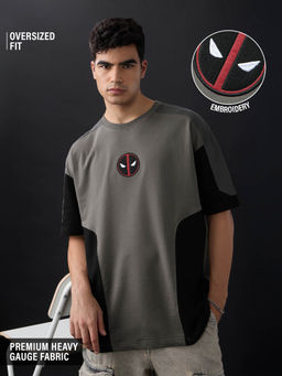 The Souled Store - Official Deadpool: Logo Men Oversized T-Shirts