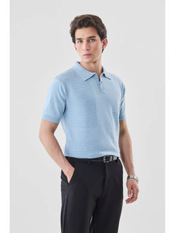 Snitch - Men Blue Cotton Polo T-shirt