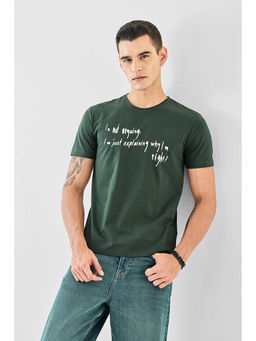 Snitch - Men Green Cotton Blend T-shirt