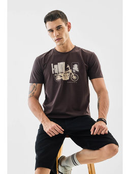 Snitch - Men Brown Cotton Blend T-shirt