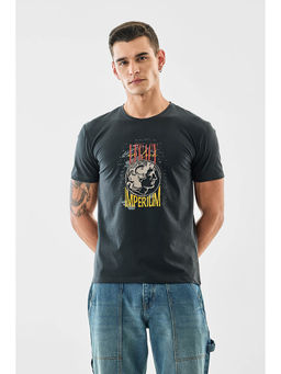 Snitch - Men Black Cotton Blend T-shirt