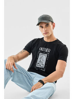 Snitch - Men Black Cotton Blend T-shirt