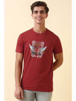 Allen Solly - Men Red Cotton Blend T-shirt