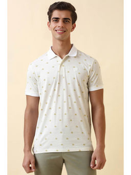 Allen Solly - Men White Cotton Polo T-shirt