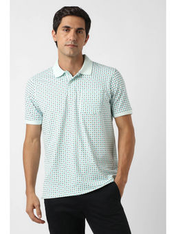 Peter England - Men Blue Cotton Blend Polo T-shirt