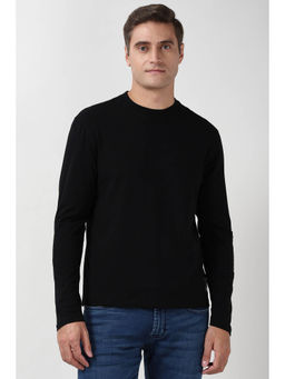 Peter England - Men Black Cotton Blend T-shirt