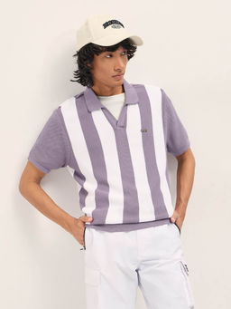 The Bear House - Men Purple Cotton Polo T-Shirt