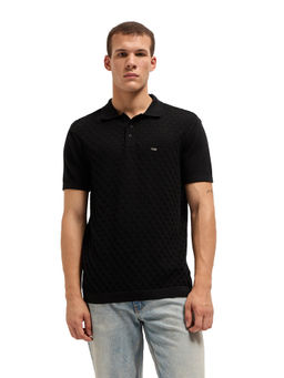 The Bear House - Men Black Cotton Polo T-Shirt