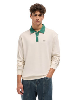 The Bear House - Men Cream Cotton Polo T-Shirt