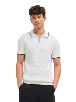 The Bear House - Men White Cotton Polo T-Shirt