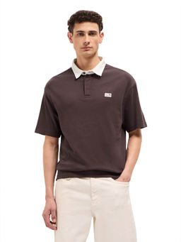 The Bear House - Men Brown Cotton Polo T-Shirt