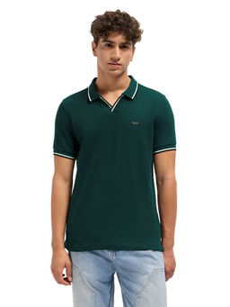 The Bear House - Men Green Cotton Polo T-Shirt