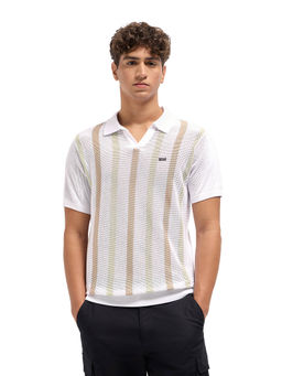 The Bear House - Men White Cotton Polo T-Shirt