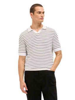 The Bear House - Men White Cotton Polo T-Shirt