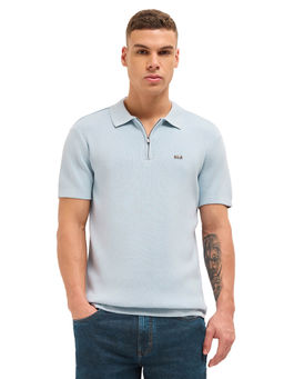 The Bear House - Men Blue Cotton Polo T-Shirt