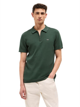 The Bear House - Men Green Cotton Polo T-Shirt