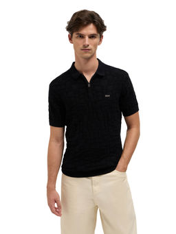 The Bear House - Men Black Cotton Polo T-Shirt