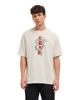 The Bear House - Men Cream Cotton T-Shirt