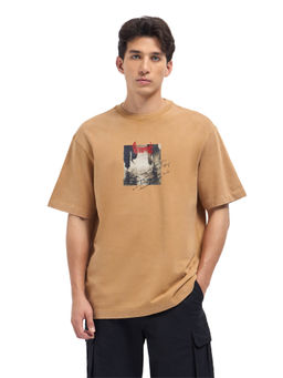The Bear House - Men Mustard Cotton T-Shirt