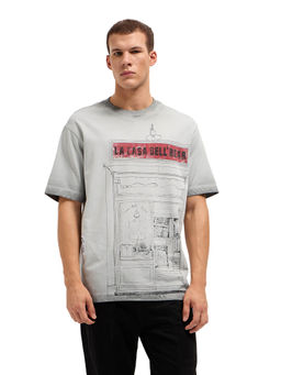 The Bear House - Men Grey Cotton T-Shirt