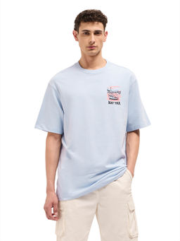 The Bear House - Men Blue Cotton T-Shirt