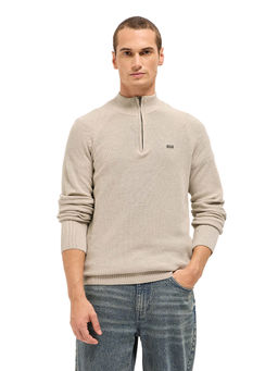 The Bear House - Men Beige Cotton Blend T-Shirt